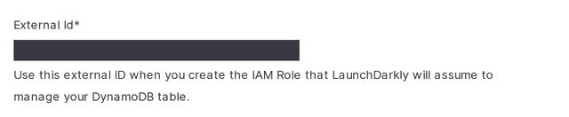 The "External Id" field from LaunchDarkly's "Create configuration" panel.