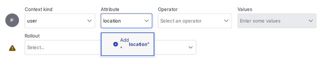 Creating a custom "Location" user context attribute from a flag's targeting page.