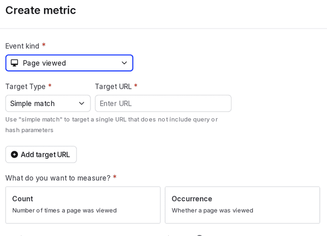 A page viewed conversion metric.