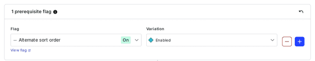 The "Prerequisites" section of the dependent flag with a prerequisite flag added.