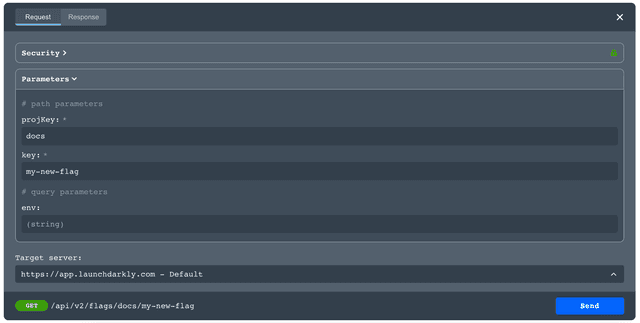 The interactive "Try it" form in the API documentation, with parameters filled in.