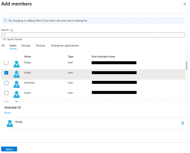 Adding members to a new Entra ID group.