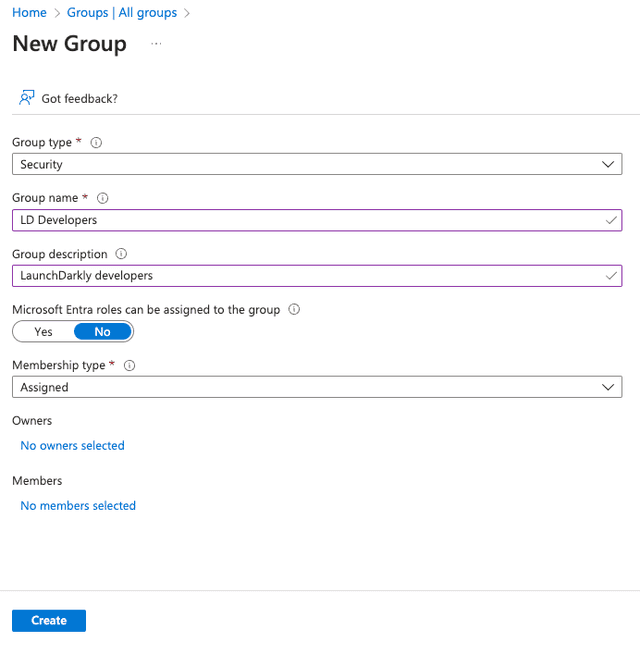 A new Entra ID group.