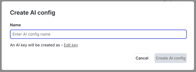 The "Create an AI config" dialog.