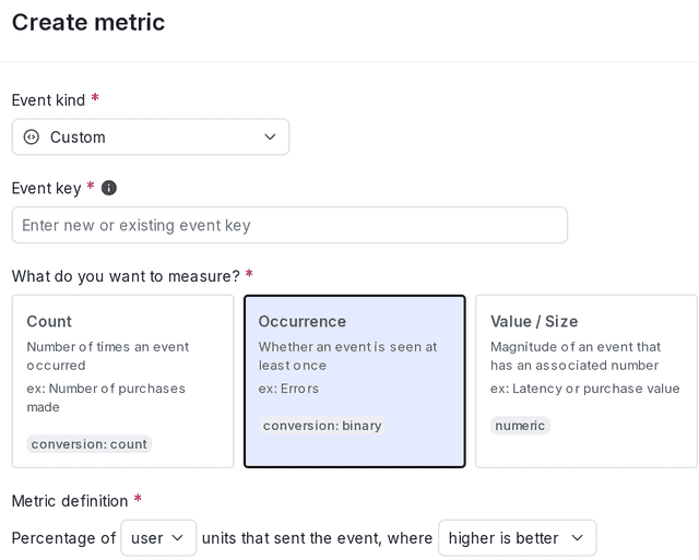 A custom conversion binary metric.