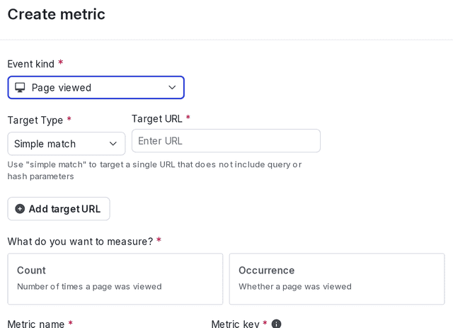 A page viewed conversion metric.