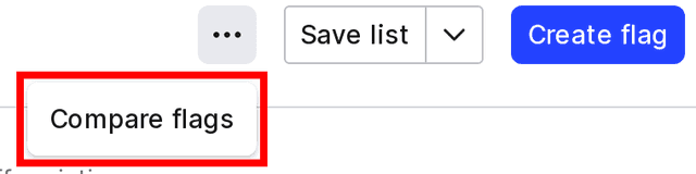 The Flags list with the "Compare flags" button called out.