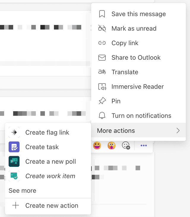 The flag link creation menu in Microsoft Teams.