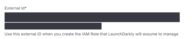 The "External Id" field from LaunchDarkly's "Create configuration" panel.