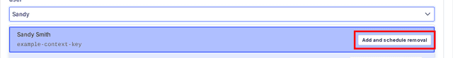 The targeting field with the "Add and schedule removal" option called out.