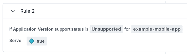 A mobile targeting rule using the application version support status.