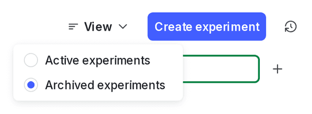 The "View archived experiments" option on the Experiments list.