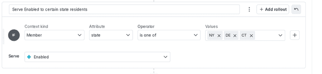 A flag rule targeting the "state" attribute of a "member" context kind.